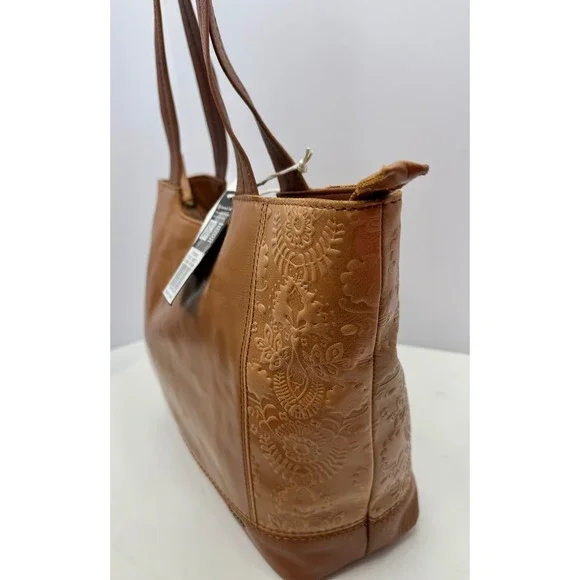 The Sak De Young Tote Bag Brown Leather Embossed Floral Shoulder Bag - Picture 3 of 10